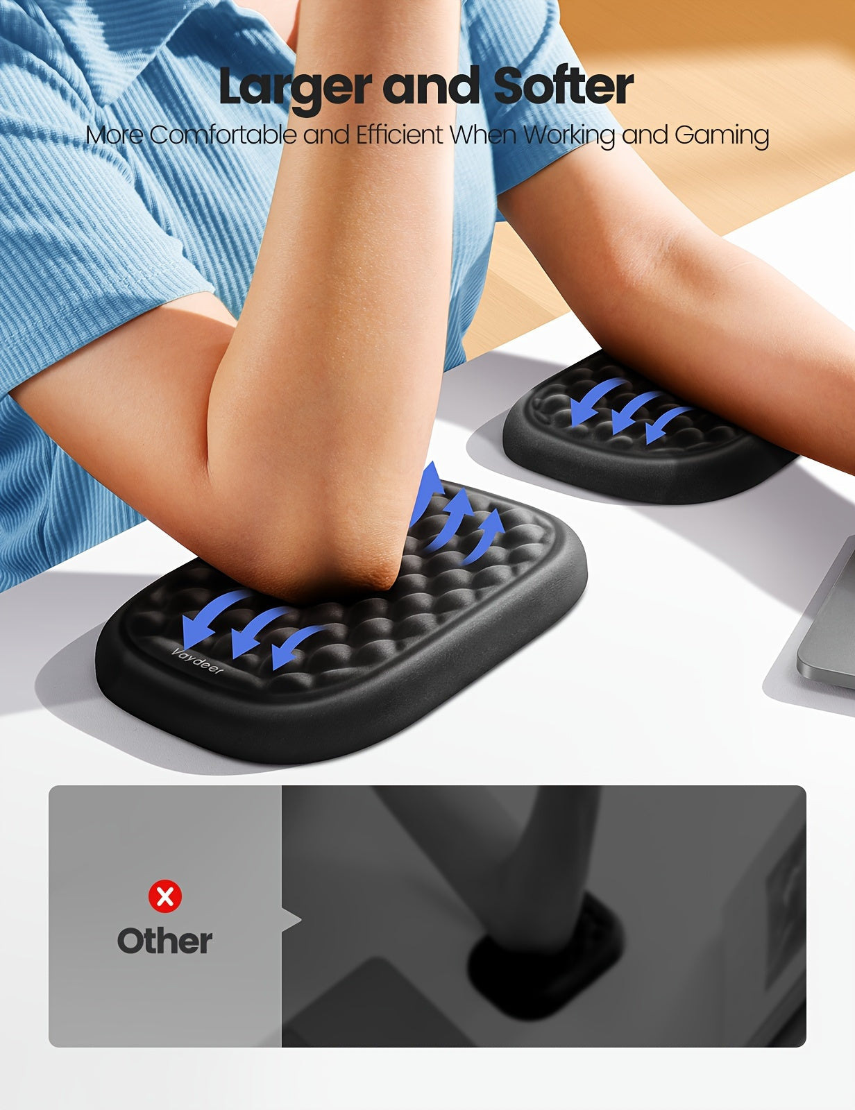 Repose-coude ergonomique en mousse.