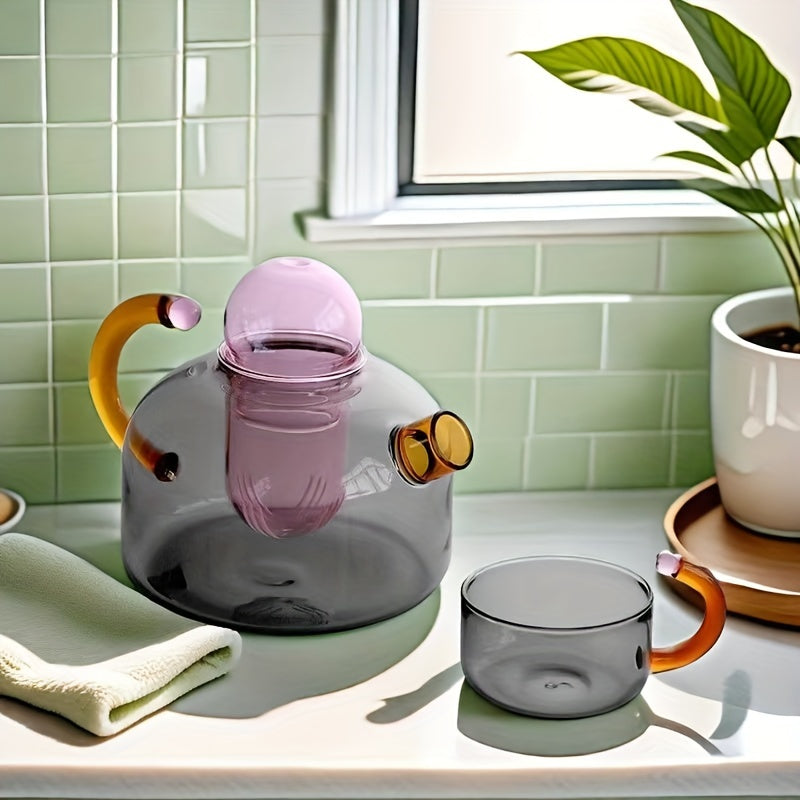 Théière en verre  borosilicate résistante à la chaleur.