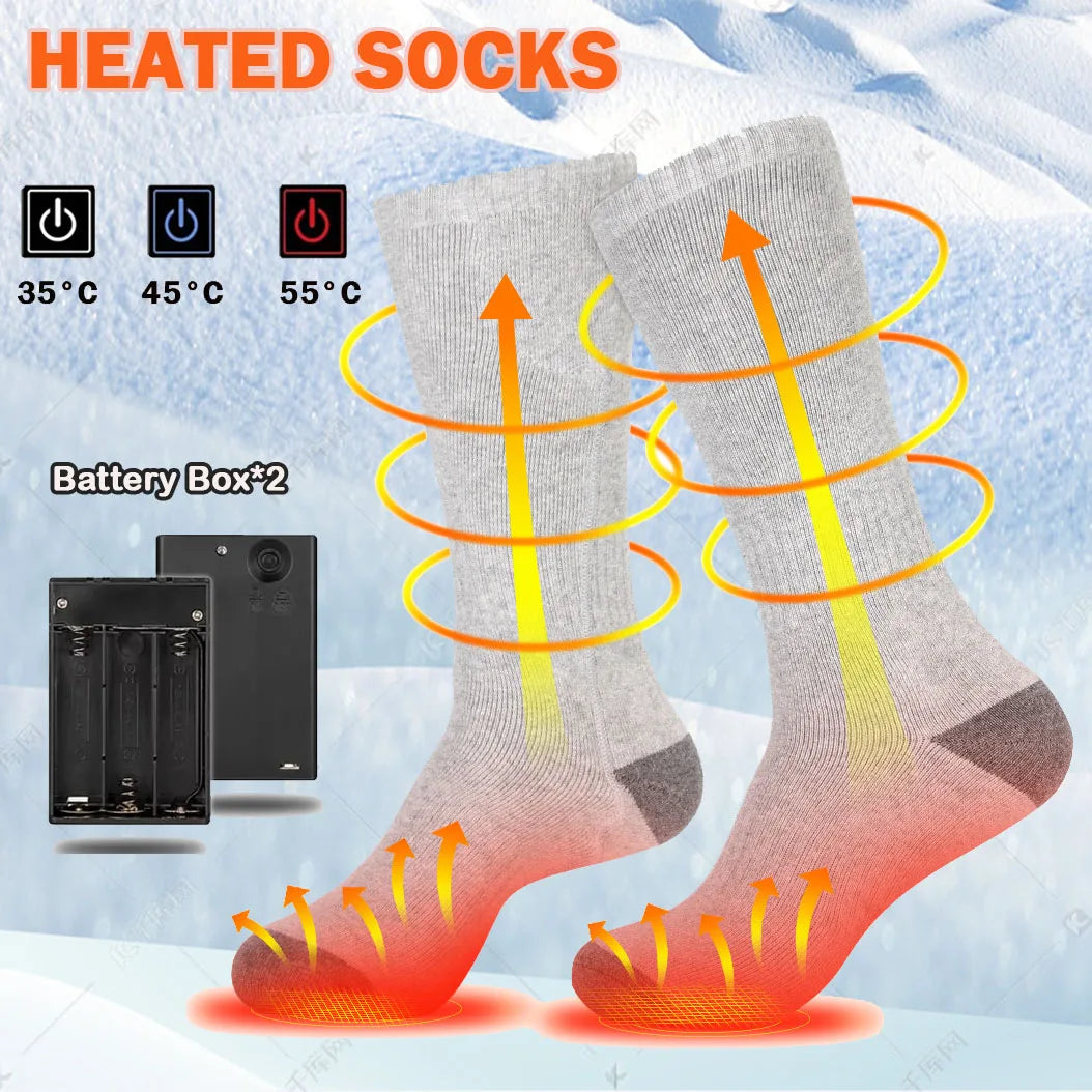 Chaussettes chauffantes d’hiver rechargeables avec boîtier de batterie