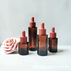 Lot de 5 pièces – Bouteilles d’huile couleur ambrée avec compte-gouttes.