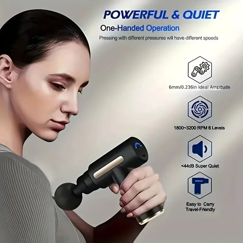 Pistolet de massage portable – Massage des tissus profonds, mini, léger avec vitesse réglable, adapté pour tout le corps.