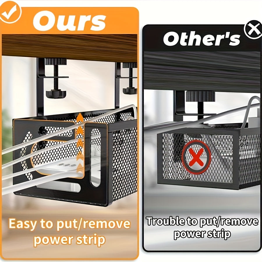 Organisateur suspendu réglable sous le bureau.